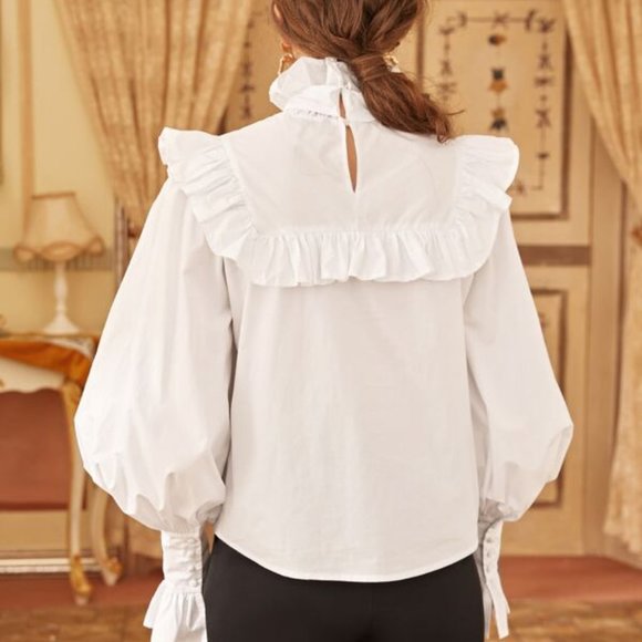 GLAM GIRL Statement lantern Sleeved Blouse white - Picture 3 of 7